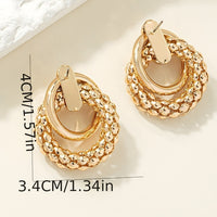 Gold Geometric Stud Earrings Women –Zinc Alloy Round Textured Circle Earring 763