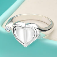 Heart Ring for Women, Luxury-Style Polished Silver-Tone Open Band Clear 1866