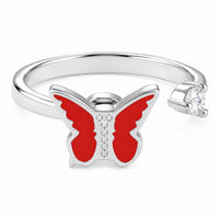 Rotatable Spin Ring Pink Butterfly Spinner Ring Adjustable Open Band Spin 1571