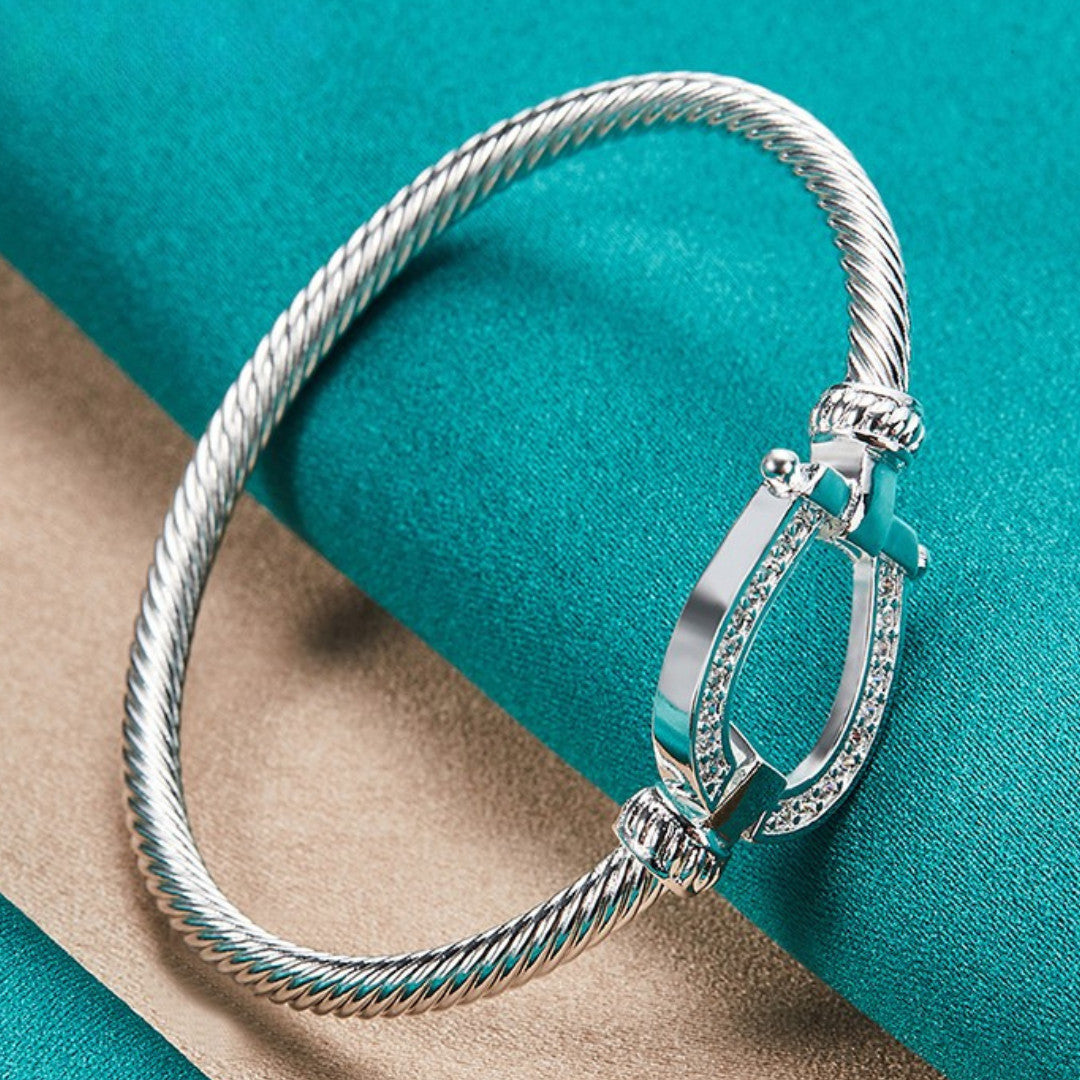 Unified Jewellery 925 Premium Crystal Horseshoe Cable Bangle Bracelet 15g 1850