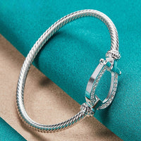 Unified Jewellery 925 Premium Crystal Horseshoe Cable Bangle Bracelet 15g 1850