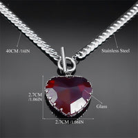 Premium Gothic Heart Pendant Necklace — Bold Red Faceted Heart Pendant 1323