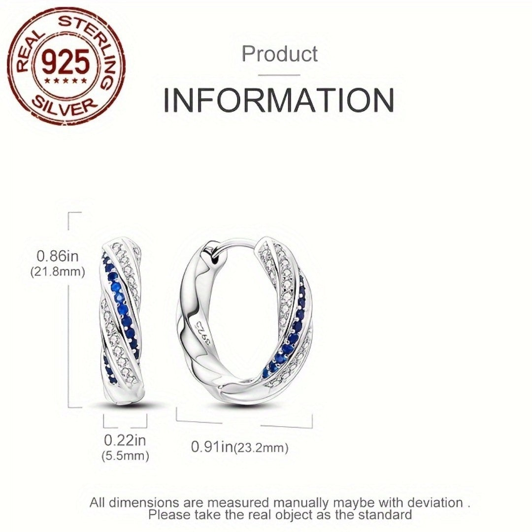 925 Sterling Silver Colored Zirconium Stars Hoop Earrings For Women Jewelry 539