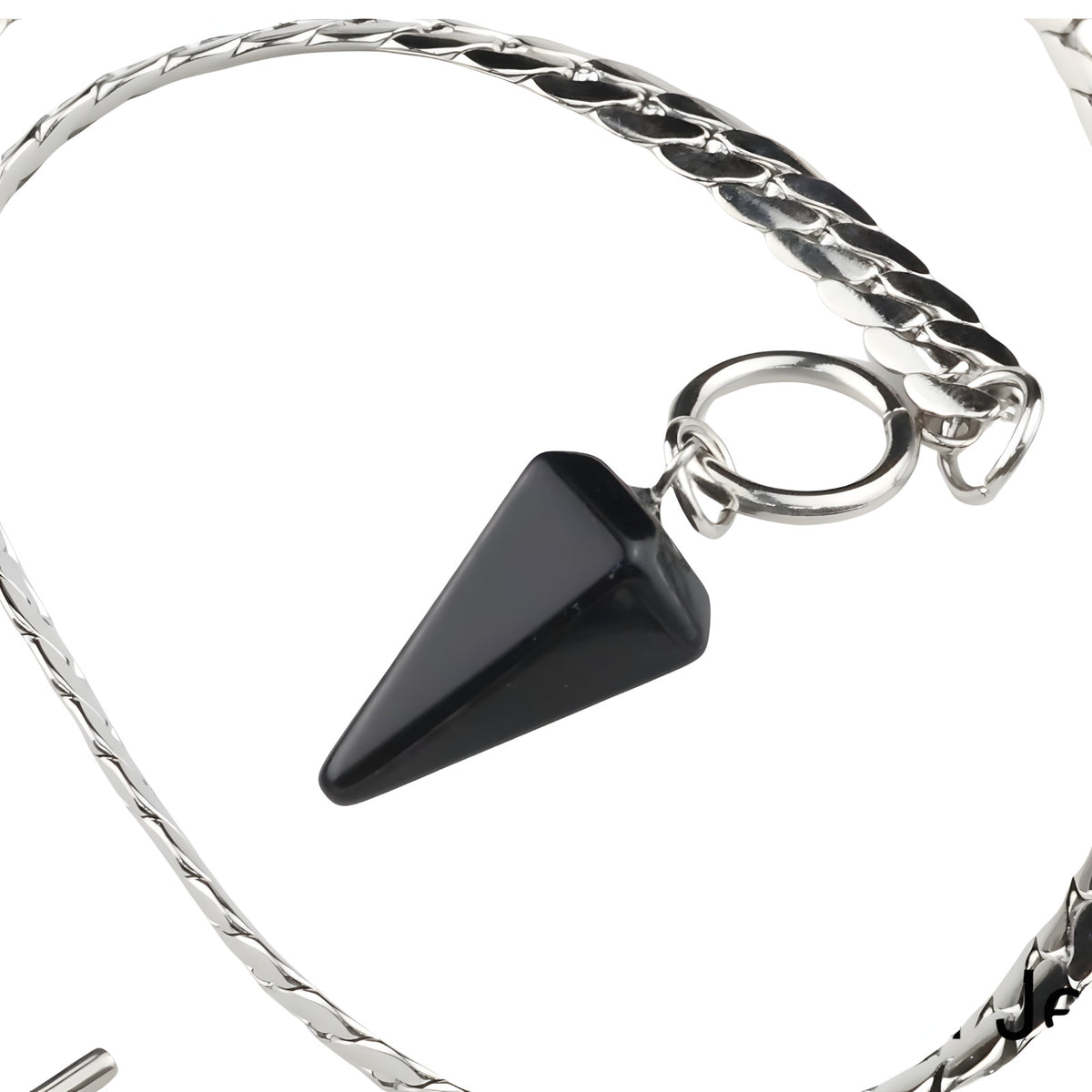 Black Cone Pendant Necklace 40cm Cuban Chain Toggle Clasp Gothic Minimalist 1326
