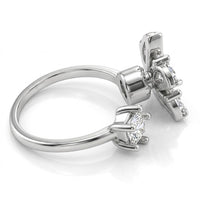 Deluxe Sparkling Four Leaf Clover Spinner Ring Rotating Zirconia Adjustable 1524
