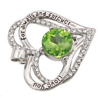 Lime Citrine Yellow Zircon Heart Necklace Women Rhodium-Plated Base Metal B275