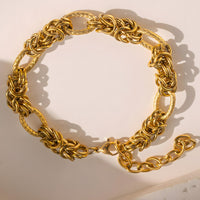 Gold Colour Chain Bracelet Women, Luxury Oval Link Bracelet Interwoven Knot B334