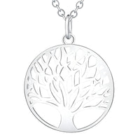 Stainless Steel Tree of Life Necklace for Women – Silver Round Pendant 1100