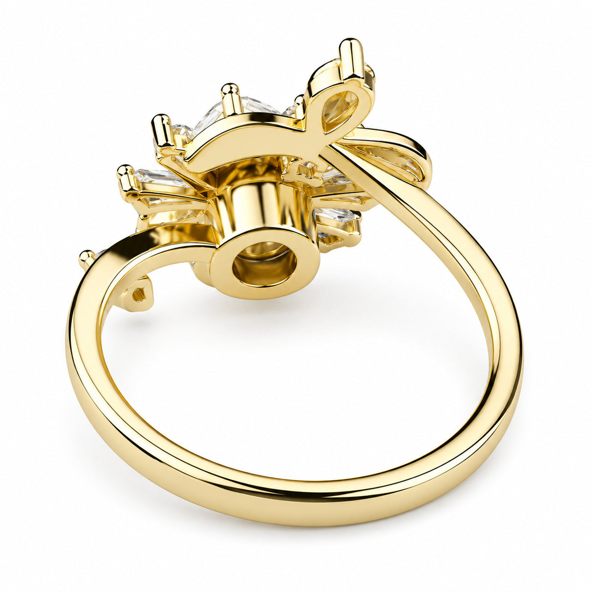 Elegant Rotatable Daisy Bee Spinner Ring Gold Plated Zircon Adjustable 1521