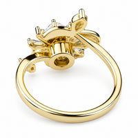 Elegant Rotatable Daisy Bee Spinner Ring Gold Plated Zircon Adjustable 1521