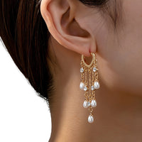 18K Gold Plated Pearl Drop Earrings for Women – Heart Shape Dangle Earrings 762