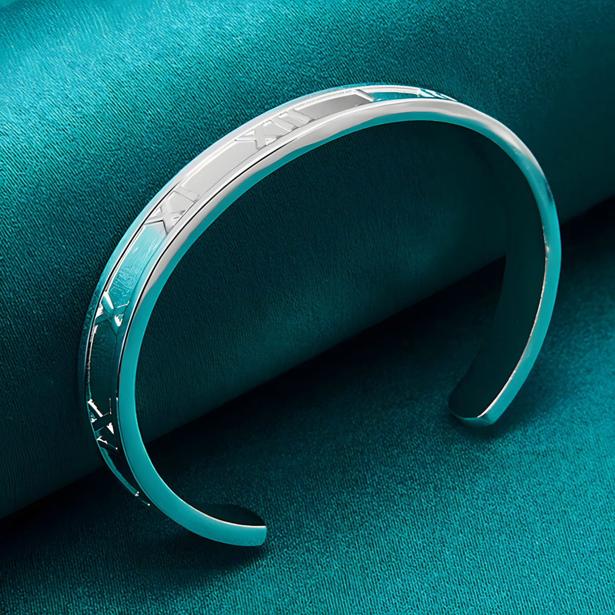 Unified Jewellery 7mm Roman Numeral Adjustable Open Cuff Bracelet Women 17g 1868