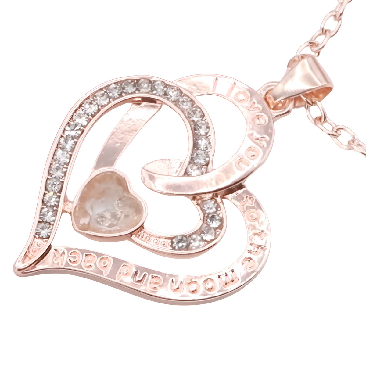 Heart Design Crystal Rhinestone Channel Zinc Alloy 18K Gold Plated Necklace B305