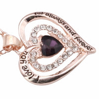 Heart Charm Necklace For Women Gold Plated Zinc Alloy Double Heart Pendant B291