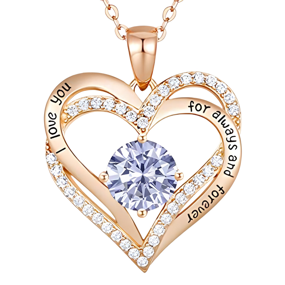 Rose Gold Plated Heart Pendant Necklace (14K Gold Plated Stainless Steel) B283