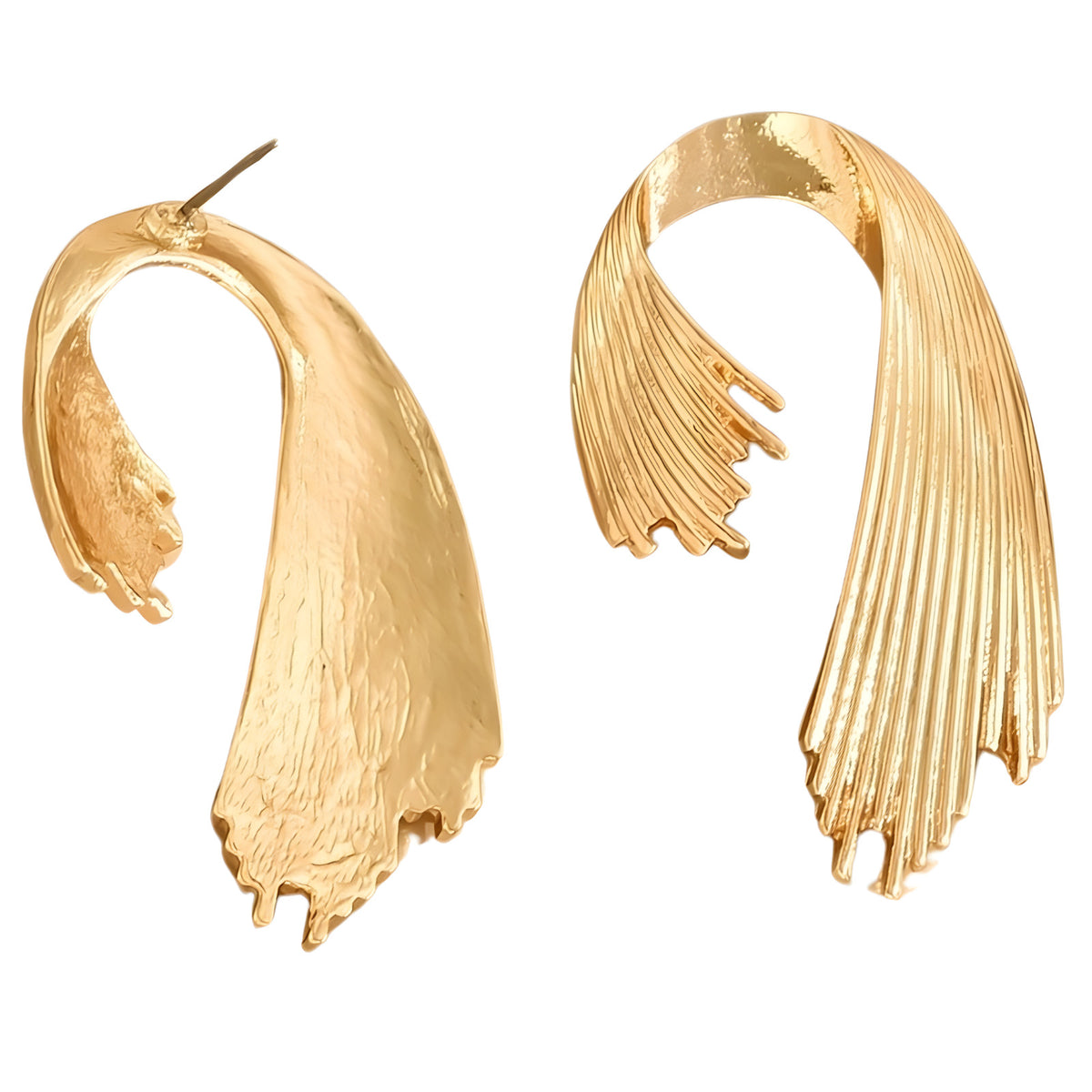 Elegant Gold-Plated Dangle Earrings for Women, Unique Irregular Stripe 553