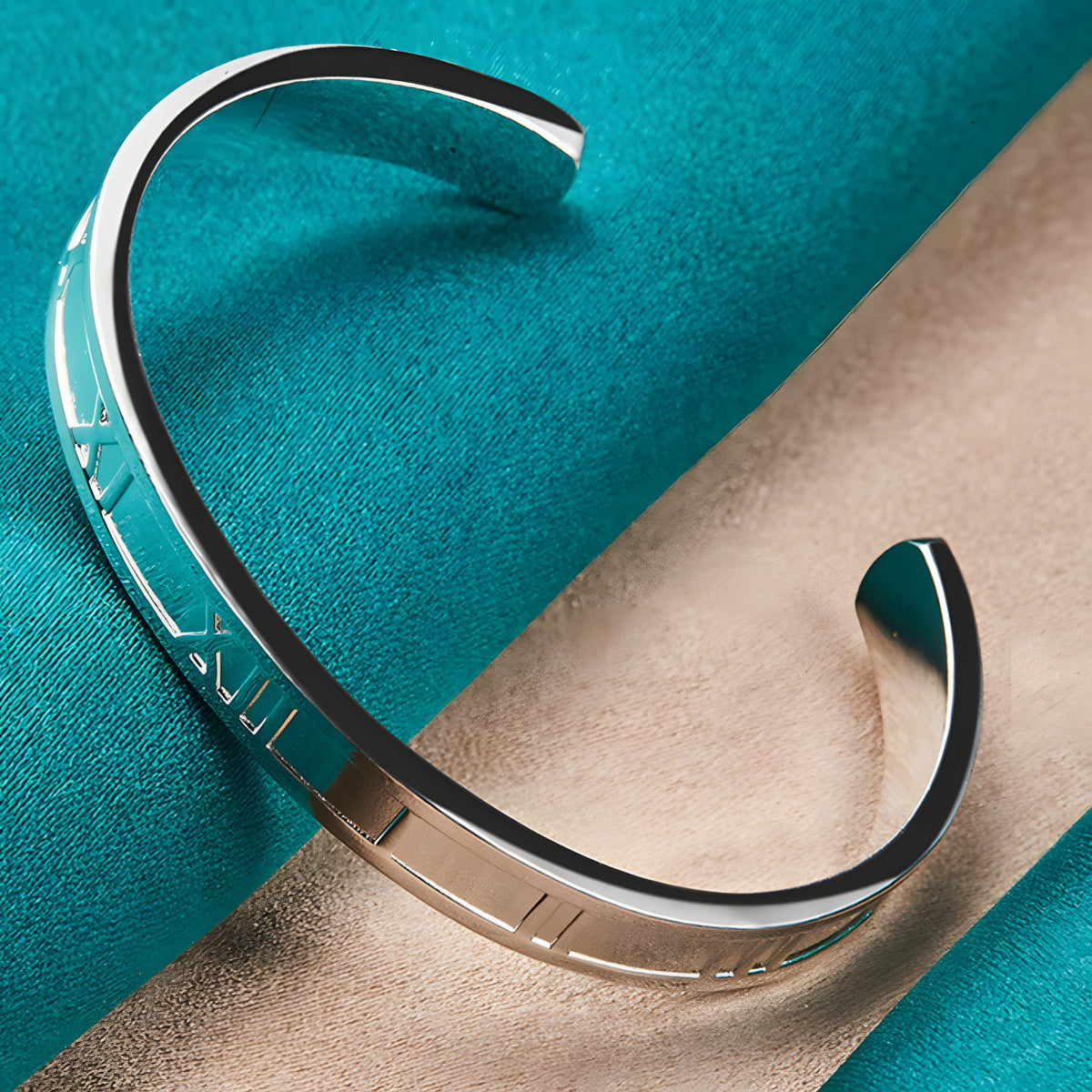 Unified Jewellery 7mm Roman Numeral Adjustable Open Cuff Bracelet Women 17g 1868
