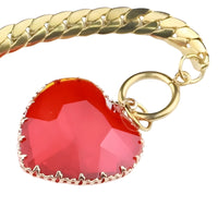 Red Heart Pendant Necklace 40cm Link Chain Toggle Clasp Statement Clavicle 1328