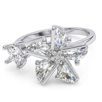 Deluxe Sparkling Four Leaf Clover Spinner Ring Rotating Zirconia Adjustable 1524