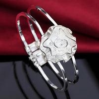 Unified Jewellery Abstract Rose Double Band Hinged Cuff Bracelet Women 1864