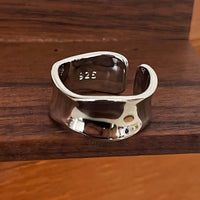 Adjustable Open Ring For Women Men, Silver Colour Wide Band Statement Ring B344