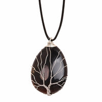 Tree Of Life Black Onyx Pendant Necklace Handmade Crystal Energy Healing 1332