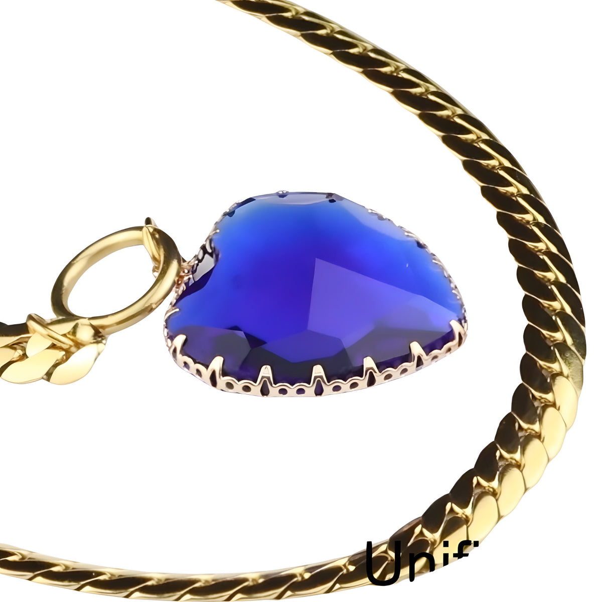 Royal Blue Heart Pendant Necklace Toggle Chain Statement Collar Necklace 1331