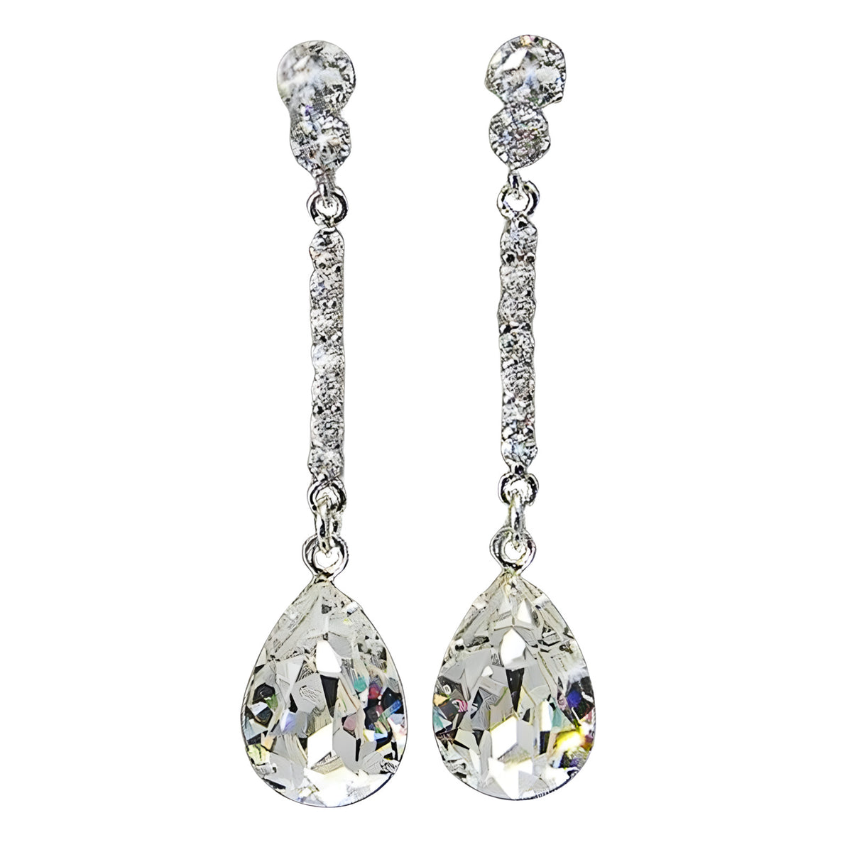 Luxury Women Long Hanging Earring with AAA Pear Cubic Zircon Simple Elegant 1858