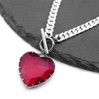 Premium Gothic Heart Pendant Necklace — Bold Red Faceted Heart Pendant 1323