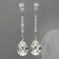 Luxury Women Long Hanging Earring with AAA Pear Cubic Zircon Simple Elegant 1858