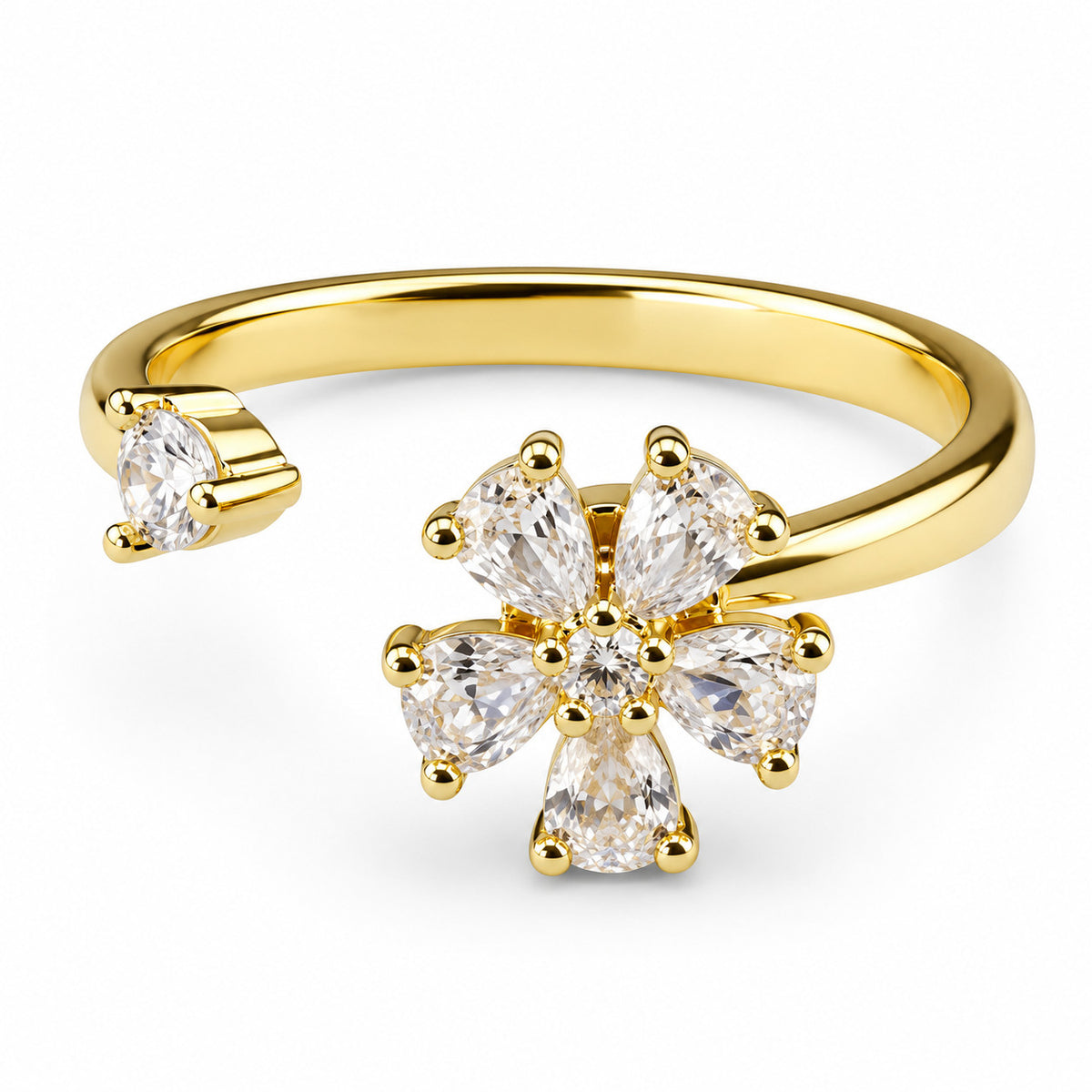 Anxiety Pear Cut Zircon Floral Engagement Wedding Party Statement Jewellery 1541