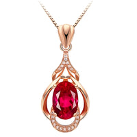 14k Rose Gold Plated Sterling Silver Gourd Flower Pendant Necklace for Women 540