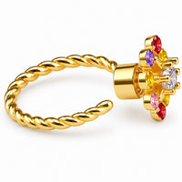 Floral Spinner Ring Multicolour Crystal Flower Adjustable Open Ring Anxiety 1551