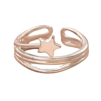 Adjustable Star Ring For Women, Silver Colour Open Cuff Ring, Rotatable B347