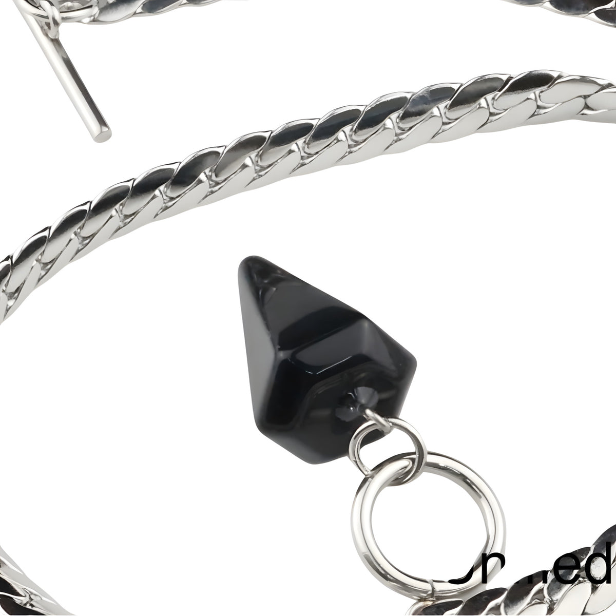 Black Cone Pendant Necklace 40cm Cuban Chain Toggle Clasp Gothic Minimalist 1326