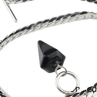 Black Cone Pendant Necklace 40cm Cuban Chain Toggle Clasp Gothic Minimalist 1326