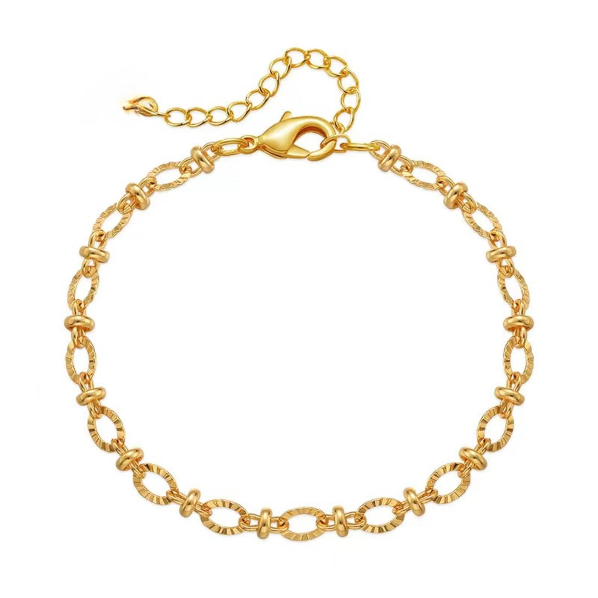 Gold Popcorn Chain Charm Bracelet for Women 18+4cm Classic Geometric Design 749