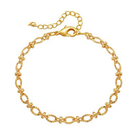Gold Popcorn Chain Charm Bracelet for Women 18+4cm Classic Geometric Design 749