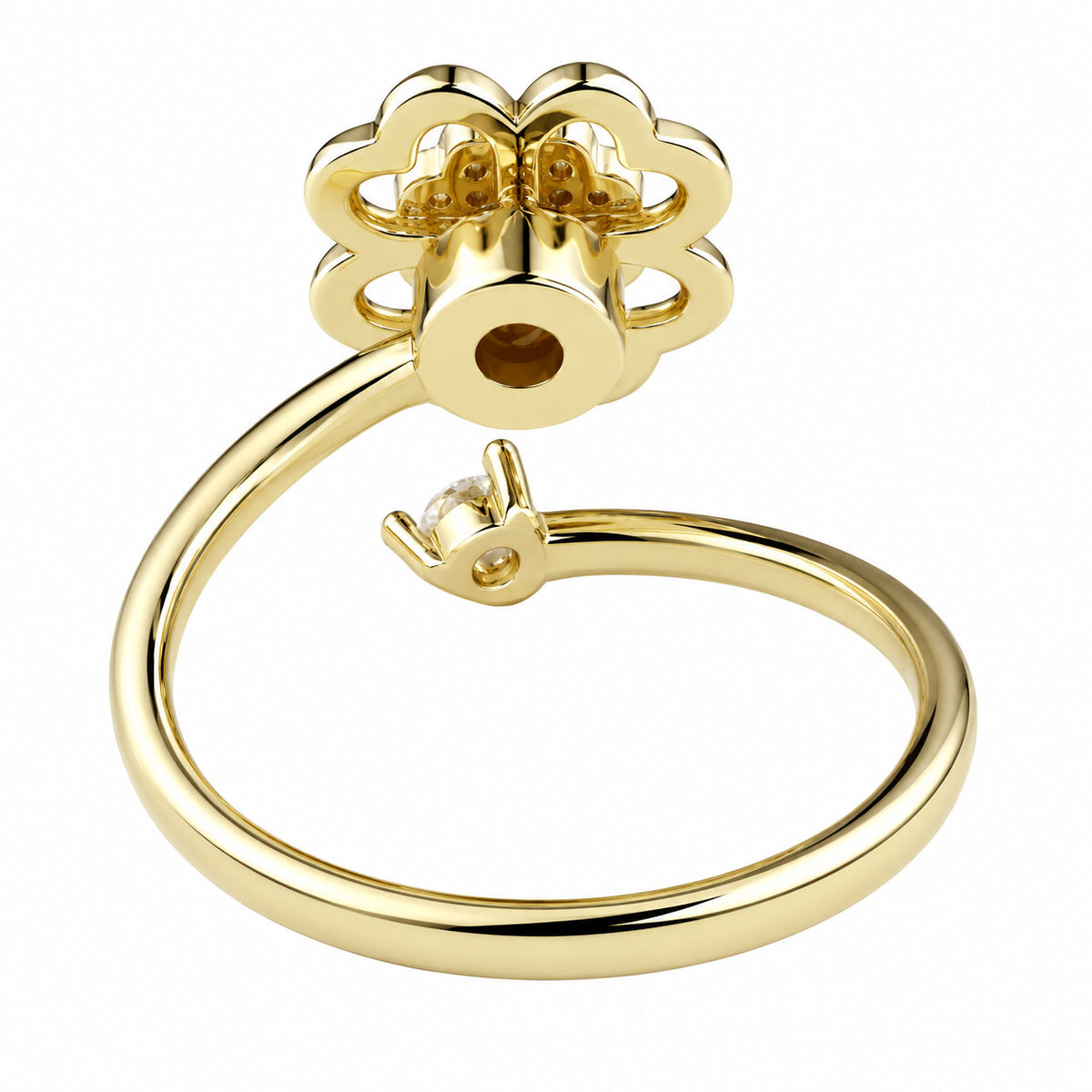 Rotating Clover Spinner Ring Adjustable Anxiety Fidget Ring Open Wrap 1576