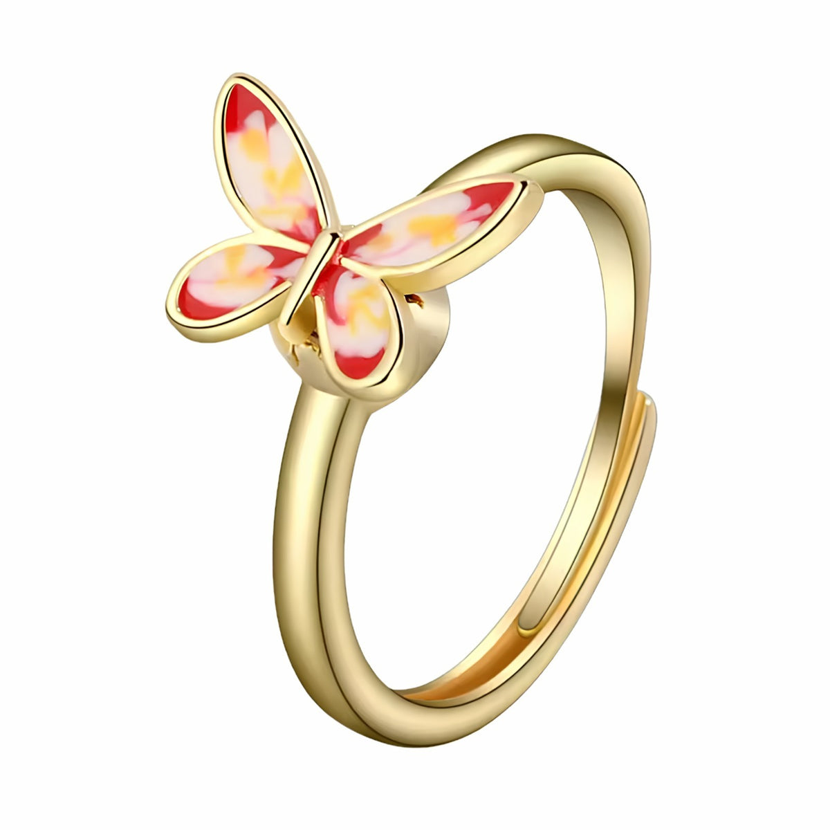Butterfly Adjustable Open Ring Gold Tone Colourful Butterfly Fashion Ring 1581