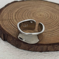 Adjustable Open Ring For Women Men, Silver Colour Wide Band Statement Ring B344
