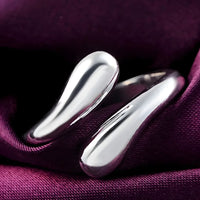 Premium Adjustable Open Ring for Women, Smooth Double Teardrop Bypass Band 1874