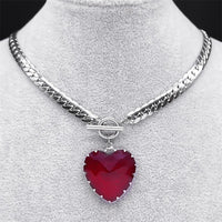 Premium Gothic Heart Pendant Necklace — Bold Red Faceted Heart Pendant 1323