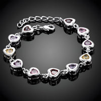 Unified Jewellery Multicolour Heart Crystal Tennis Bracelet Adjustable Wome 1865