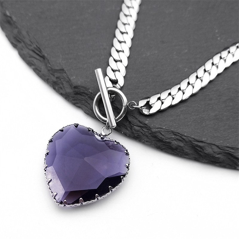 Premium Heart Locket-Style Crystal Necklace - Dramatic Statement Jewellery 1324