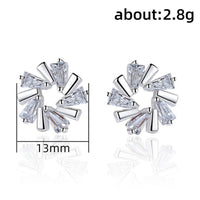 Sparkling Cubic Zirconia Circle Stud Earring for Women 13mm Geometric Round B196