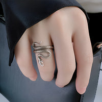 Premium Adjustable Snake Ring for Women, Sculpted Serpent Wrap Band 1875