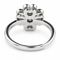 Rotatable Four-Leaf Clover Spinner Ring White Zircon Heart Petal Adjustable 1530