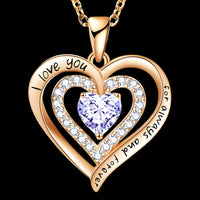 Heart Pendant Necklace For Women Gold Plated Alloy Double Heart Pendant B295