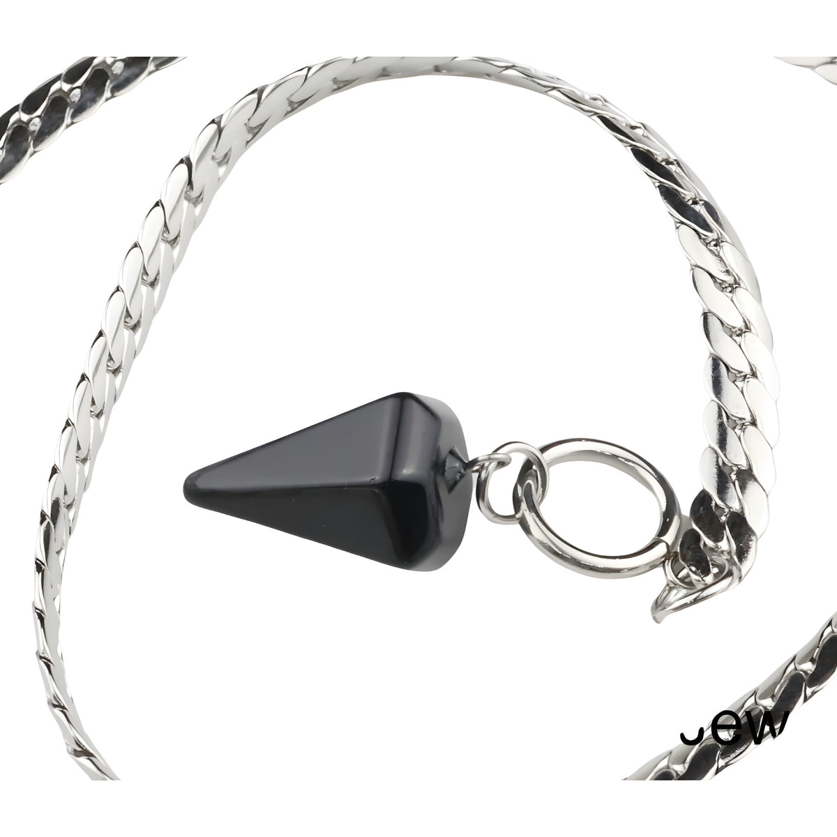 Black Cone Pendant Necklace 40cm Cuban Chain Toggle Clasp Gothic Minimalist 1326